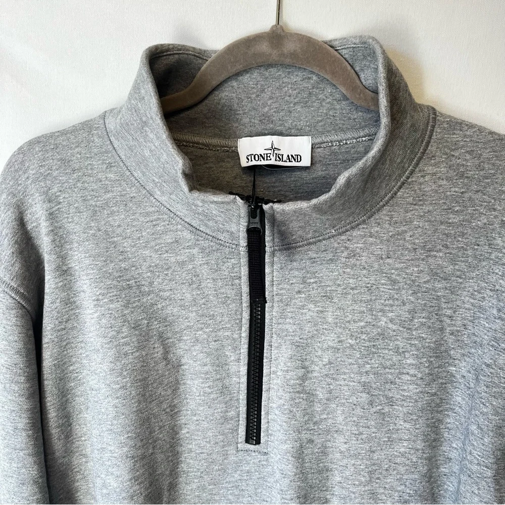 Stone Island Felpa 1/4 zip Knit 3XL New Mock neck sweatshirt Gray Mens 3X NWT - Picture 6 of 11